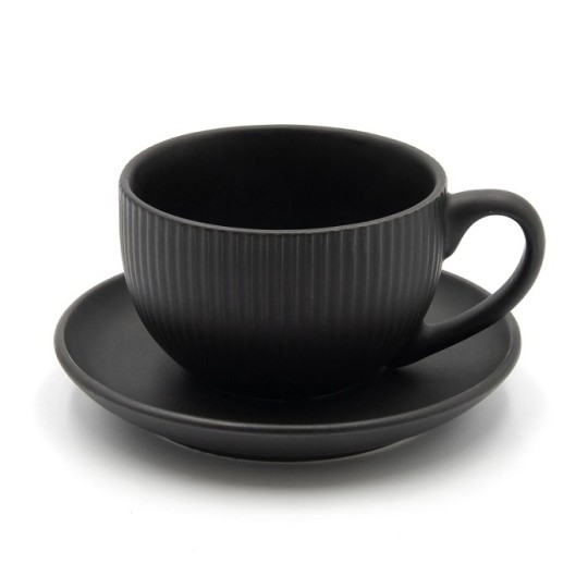Чашка чайна Milika DecagonBlack 250 мл з блюдцем (M0430-CHB250-2B)