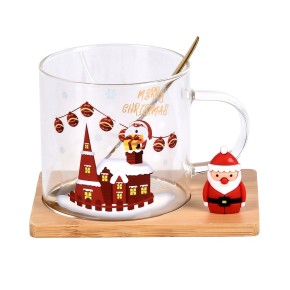 Чашка Stenson Christmas Spirit на бамбуковій підставці з ложкою 250 мл R100359