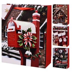 Пакет новорічний Stenson паперовий M Christmas decor 3D R33704-M