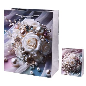 Пакет подарунковий Stenson паперовий S Pearl roses R33495-S