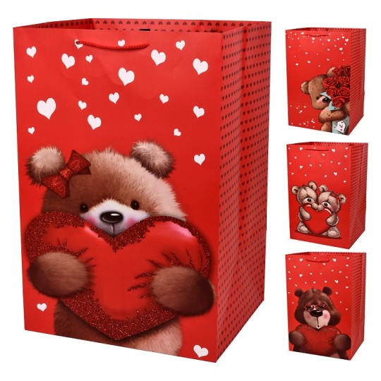 Пакет подарунковий Stenson паперовий XL Teddy heart R101617-XL