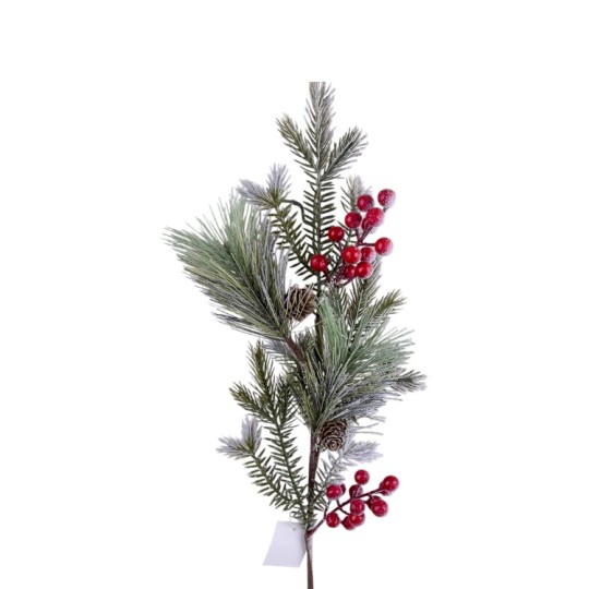 Декоративная ветвь Decorize ель заснеженная с ягодами 71 см (6419)