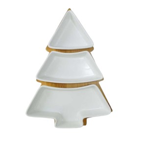 Конфетница-соусница Olens Белая ёлочка 26х15х5 см 3 секции (8030-353)