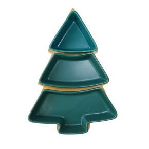 Конфетница-соусница Olens Зелёная ёлочка 26х15х5 см 3 секции (8030-355)