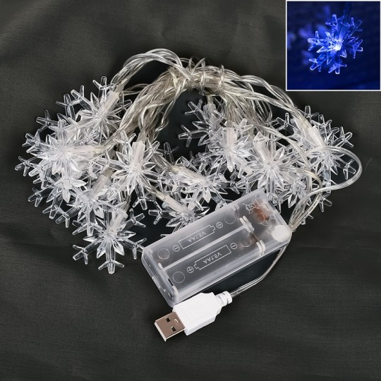 Гирлянда светодиодная Stenson Snowflakes 3 м 20 led белая (2AA+USB) (R95869-W)