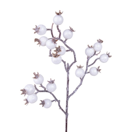 Декоративная ветка Decorize с белыми ягодами 35 см (6329)