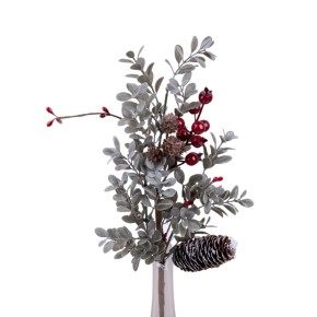 Декоративная ветка Decorize эвкалипт с шишкой и ягодами (6403)