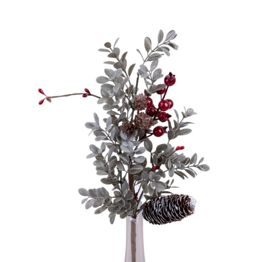 Декоративная ветка Decorize эвкалипт с шишкой и ягодами (6403)