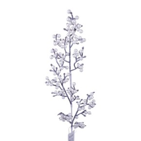 Декоративная ветка Decorize с белыми перламутровыми ягодами 74 см (6410)