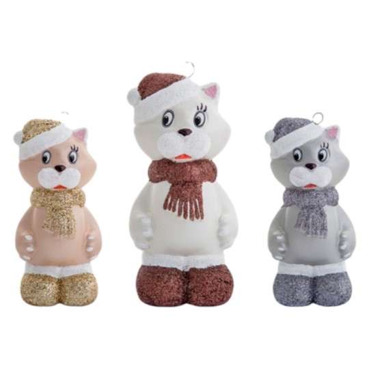 Ёлочное украшение Котик в шапке 13.5×7 см (Ф022)