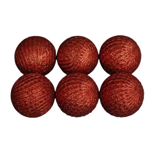 Набір кульок Сітка 8 см 6 штук блискучих червоних (SD25714)