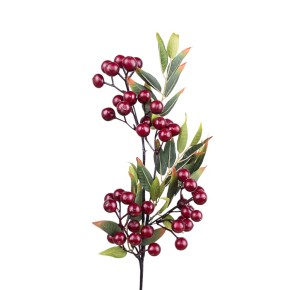 Декоративна гілка Decorize з ягодами глоду крупна бордова (3792)