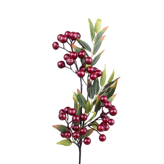 Декоративна гілка Decorize з ягодами глоду крупна бордова (3792)