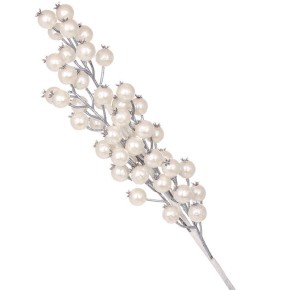 Декоративна гілка перламутрових ягід BonaDi 66 см білий (H39-352)