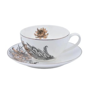 Чашка з блюдцем Astera Charm Floral Brown 410 мл (A0530-CS410-B)