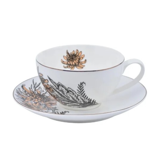Чашка з блюдцем Astera Charm Floral Brown 410 мл (A0530-CS410-B)