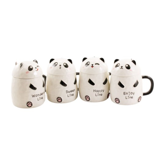 Чашка Interos Panda Life 380 мл з кришкою Мікс (3203)