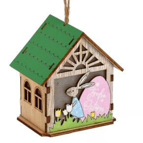 Лампа-ліхтар великодній Stenson Easter Bunny House 8 см R33820