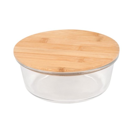 Контейнер Stenson RectangleRound 13.5х6 см 370 мл з бамбуковою кришкою (R35694-S)