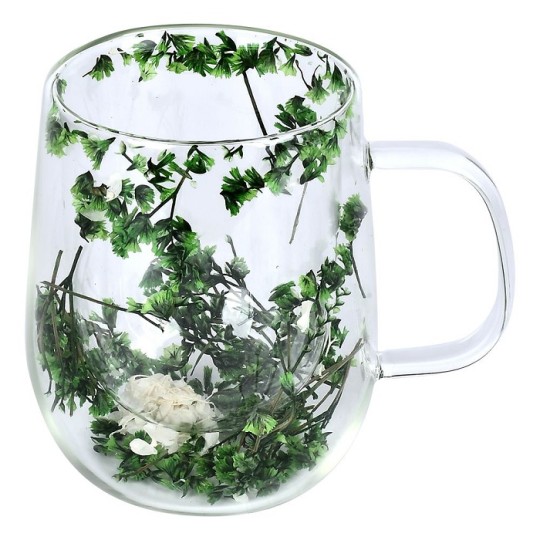 Чашка з подвійною стінкою Stenson Dry flowers 330 мл R10120