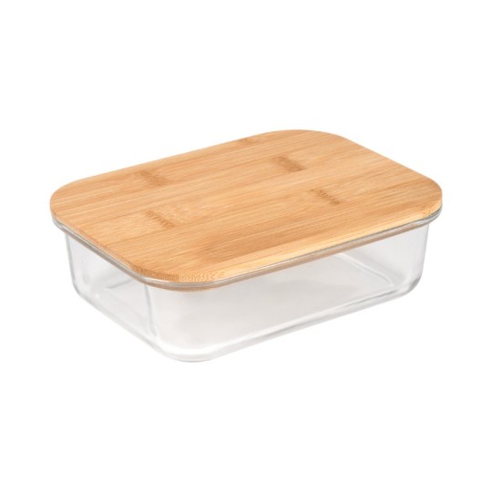 Контейнер Stenson Rectangle 15х11х5 см 370 мл з бамбуковою кришкою (R36331-S)