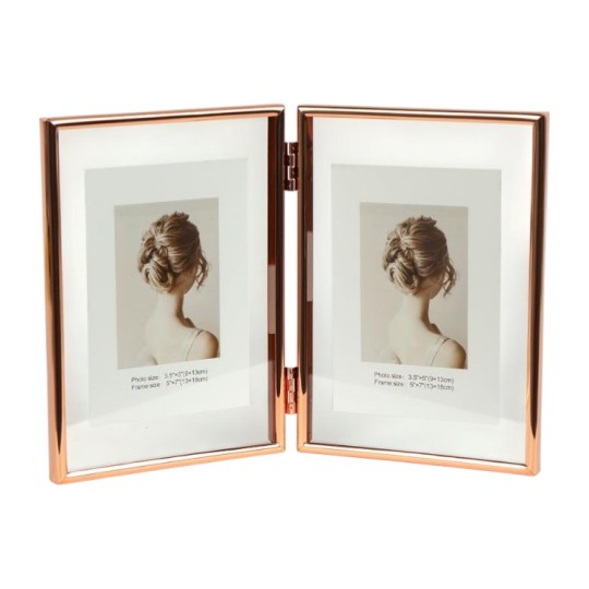 Фоторамка металлическая на 2 фото 13х18 см Rose Gold (5R 12001F7R)