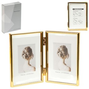 Фоторамка металева на 2 фото 10х15 см Gold (4R 12001F6G)