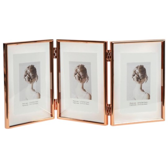 Фоторамка металлическая на 3 фото 10х15 см Rose Gold (4R 12001T6R)