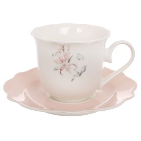 Чашка з блюдцем BonaDi Pink Orchid 250 мл (K157)