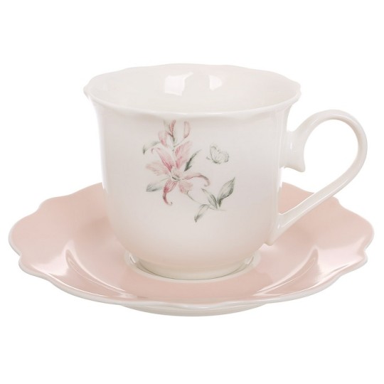 Чашка з блюдцем BonaDi Pink Orchid 250 мл (K157)
