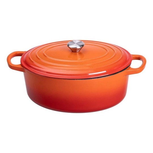 Гусятниця чавунна 6 л помаранчева (HP-1-10-ORANGE)