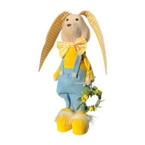 Фигура декоративная Miss Decor Кролик в комбинезоне жёлто-голубой (D-6280)
