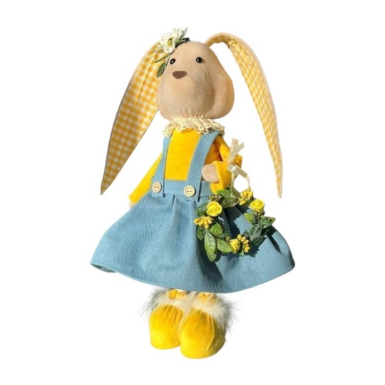 Фігура декоративна Miss Decor Кролик в сарафані жовто блакитний (D-6281)