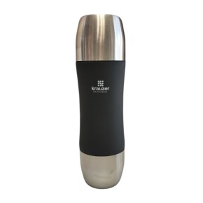 Термос Krauzer Soft Touch 750 мл 2 чаши чёрный (80-750 Black Softtouch)