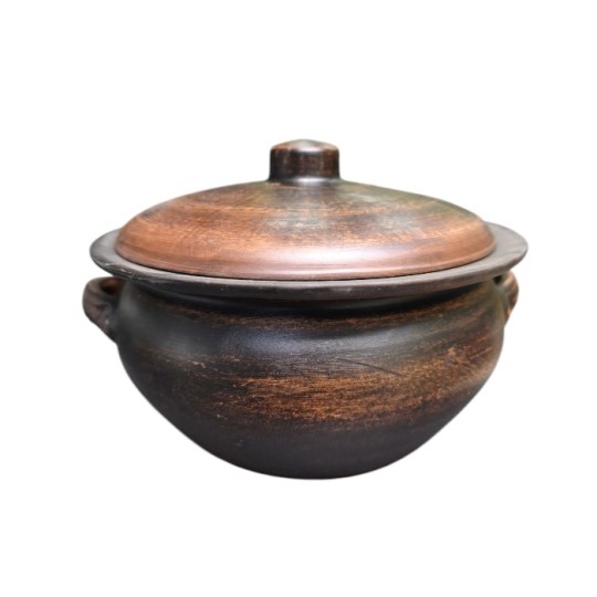Шашличниця гончарна гладка 3.5 л з ручками та кришкою