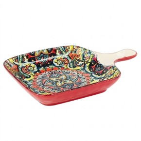 Салатник с ручкой Olens Рисованный красный 23х16х3 см 8030-464