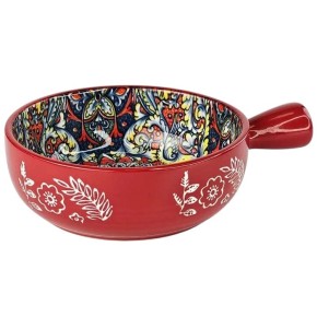 Салатник с ручкой Olens Рисованный красный 20.5х15.5х6 см 500 мл 8030-467