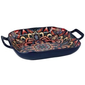 Салатник с ручками Olens Рисованный синий 23х18.5х4 см 8030-449