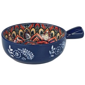 Салатник с ручкой Olens Рисованный синий 20.5х15.5х6 см 500 мл 8030-454