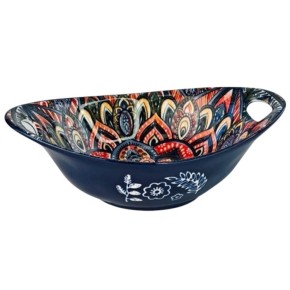 Салатник с ручками Olens Рисованный синий 23х15х7 см 500 мл 8030-450