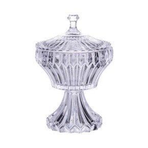 Конфетница Lugi Lotus rainbow из хрустального стекла с крышкой на ножке (HP-19-149RB)