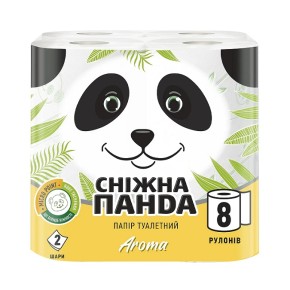 Туалетний папір Сніжна панда Aroma двошаровий 8 рулонів