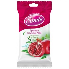 Влажные салфетки Smile Гранат и белый чай 15 штук