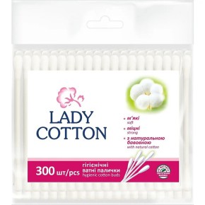 Ватні палички Lady Cotton 300 штук поліетиленовий пакет