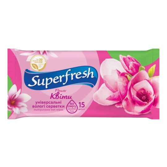 Влажные салфетки Super Fresh Flower 15 штук