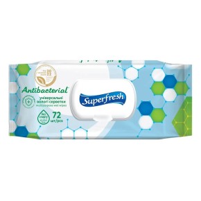 Вологі серветки SuperFresh Антибактеріальні 72 штуки