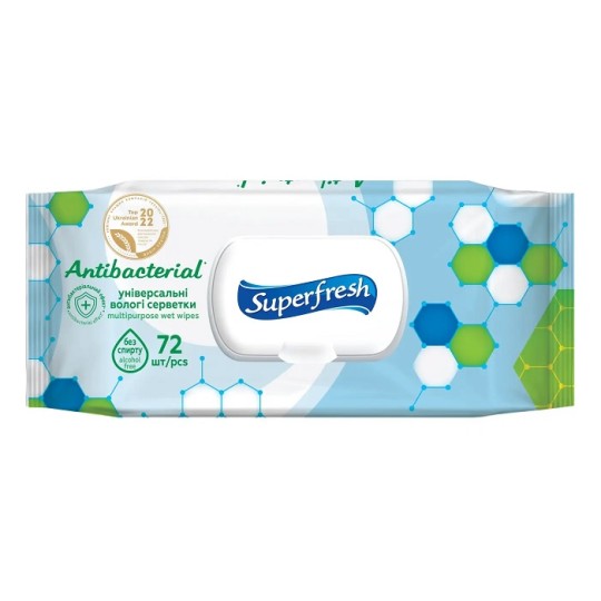 Влажные салфетки SuperFresh Антибактериальные 72 штуки