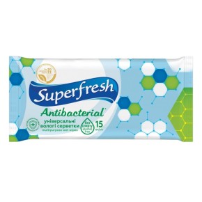 Вологі серветки Super Fresh Антибактеріальні 15 штук