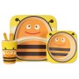 Посуда детская бамбук "Пчелка" 5предметов/набор (2 тарелки, вилка, ложка, стакан) MH-2770-3 (027116)
