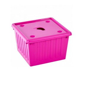 Емкость для хранения вещей с крышкой 25 л (темно розовая) (122043)